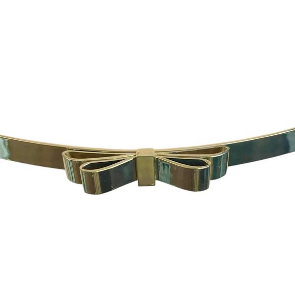 BCBGMaxAzria Gold Bow Belt 32-33" Size Medium Pink Narrow Width - Picture 8 of 8